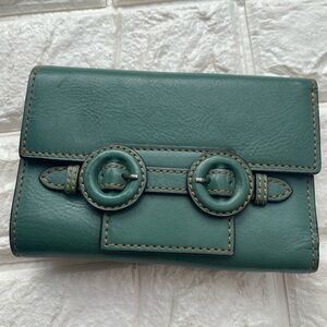 Vintage Nest by Anthropologie green Leather Card trifold Wallet
